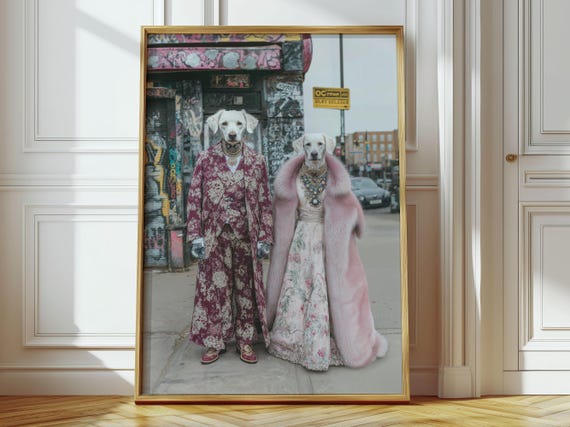 Stylish Dogs City Print Funny Preppy Animal Wall Art