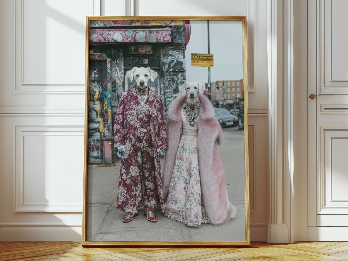 Stylish Dogs in Fashion Outfits Funny Urban Canine Street Poster