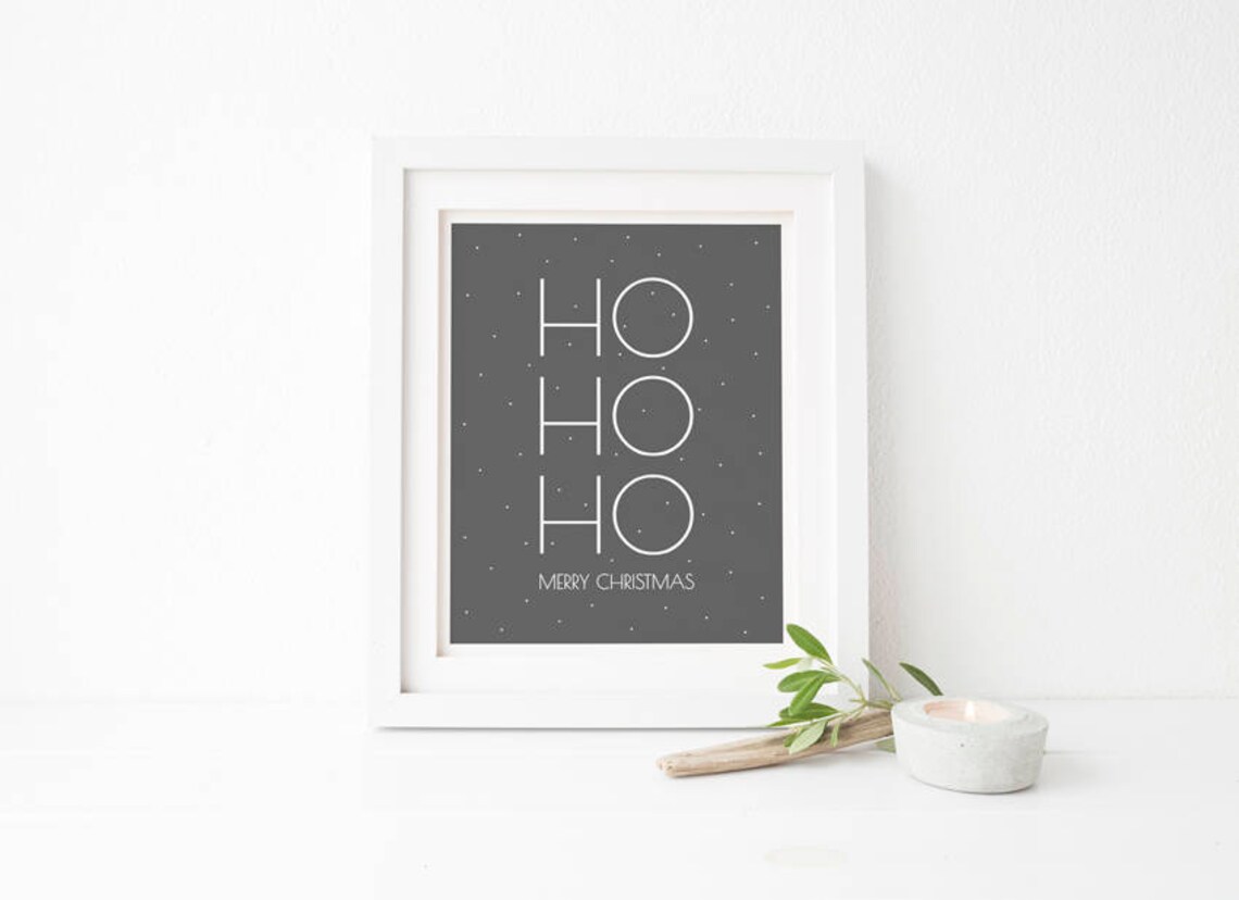 Instant Christmas Holiday Art Print, Grey Decor - Image 3