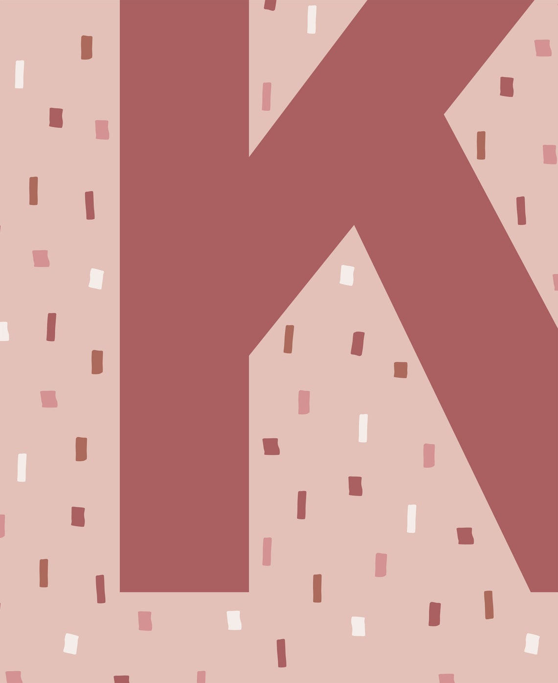 Letter K Monogram Pink Confetti Nursery Print Baby Girl Wall Art - Image 2