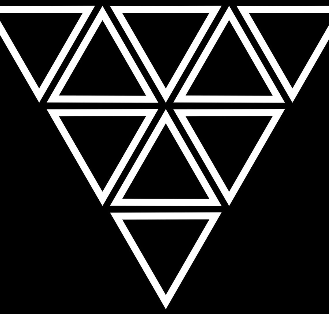 White Triangle Grid On Black Bold Geometric Abstract Monochrome Print - Image 3