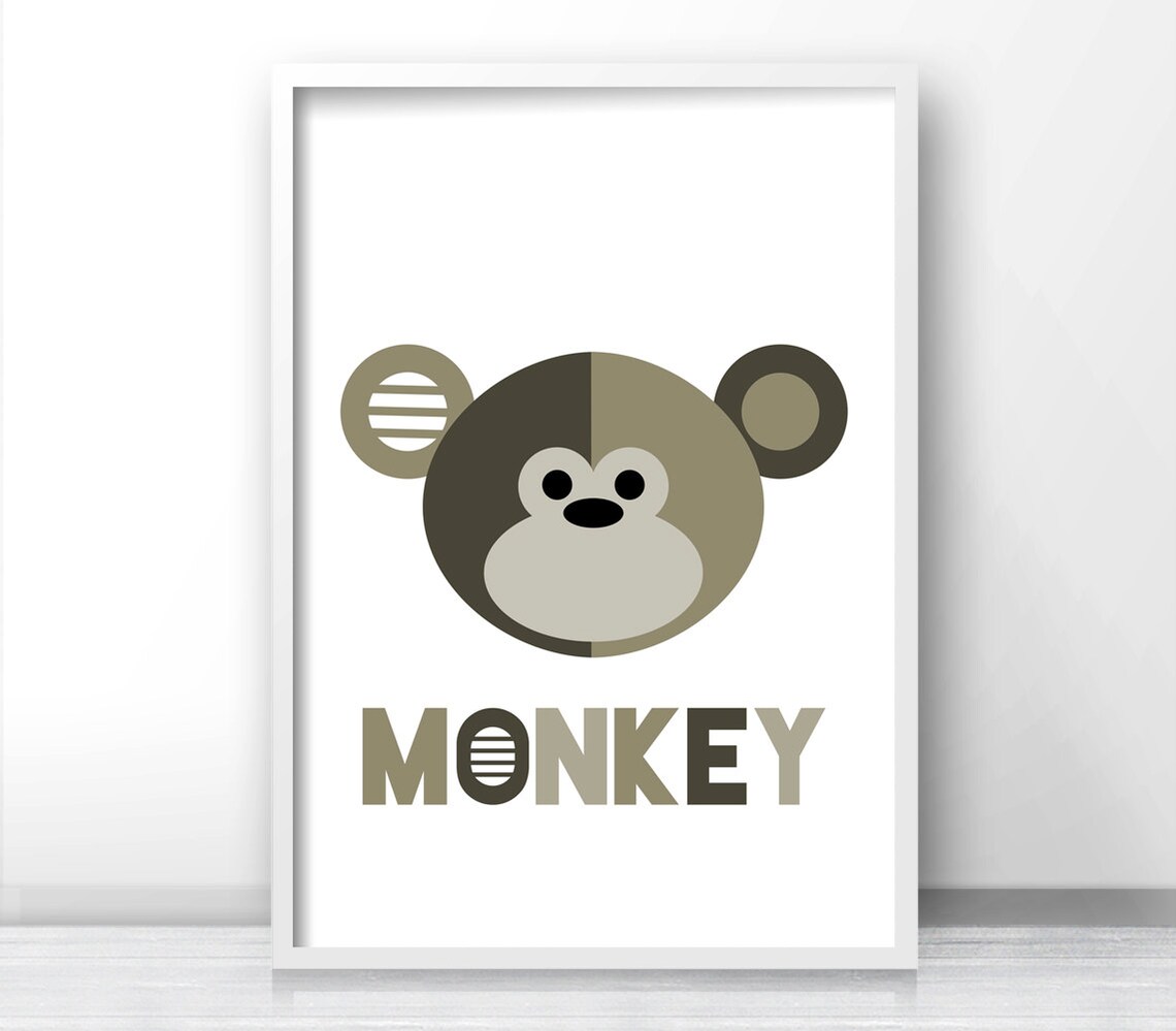 Monkey Kids Jungle Nursery Decor Wall Art Print - Image 2