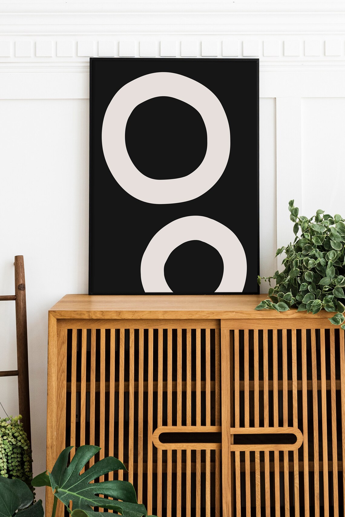 Bold Black And Beige Organic Circle Shapes Modern Abstract Art Poster - Image 2