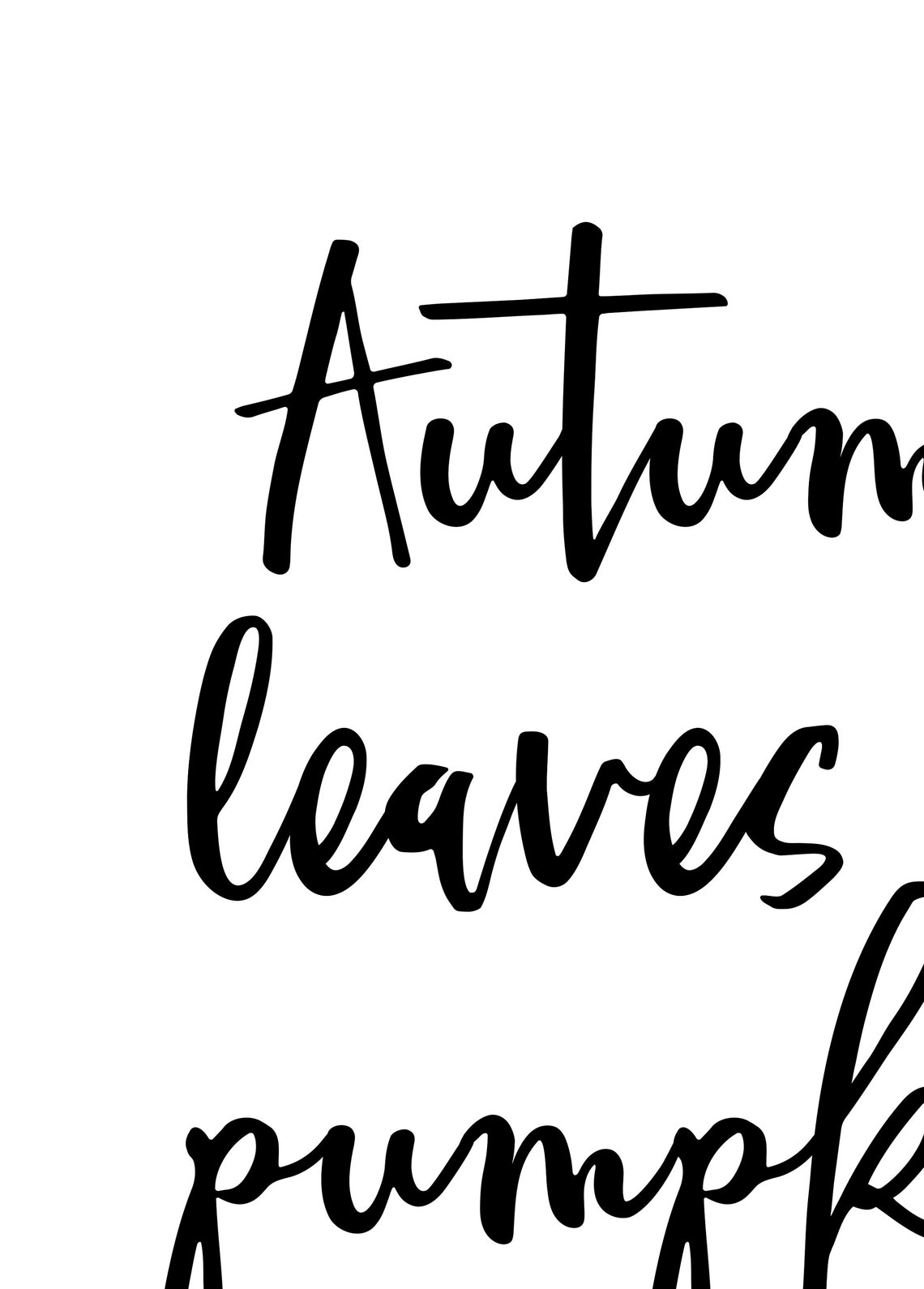 Autumn Leaves And Pumpkin Please Black Script Fall Quote Wall Print - Image 2