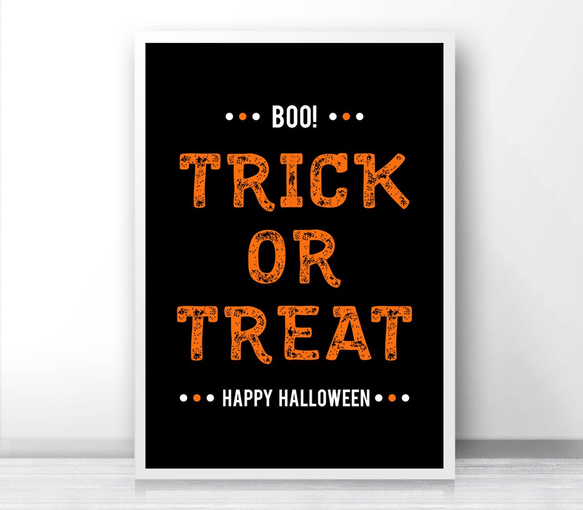 Halloween Trick Or Treat Art Print, Fall Decor