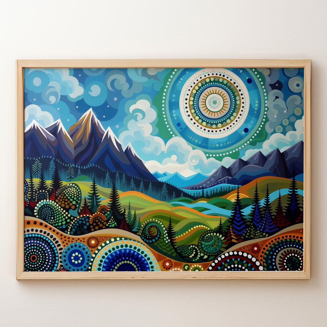 Enchanted Peaks Mountain Art Print, Landscape