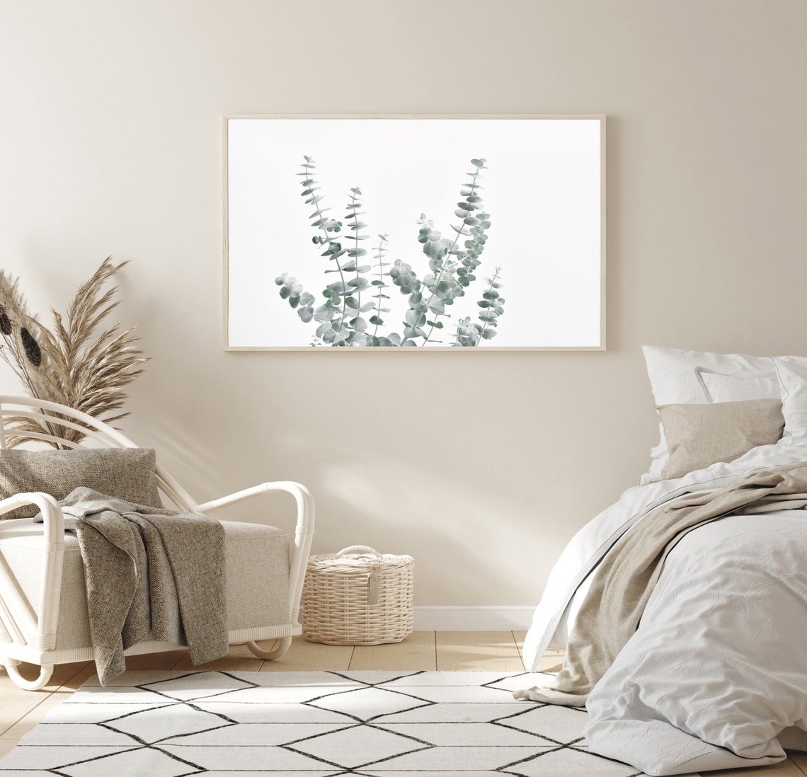 Eucalyptus Sprigs Botanical Minimalist Green Leaves Bedroom Art Poster