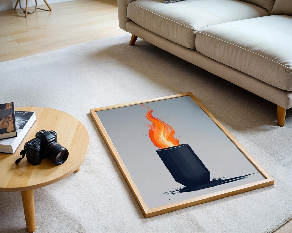 Modern Flame, Minimalist Fire Illustration