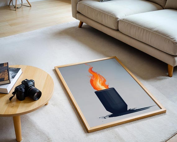 Modern Flame, Minimalist Fire Illustration