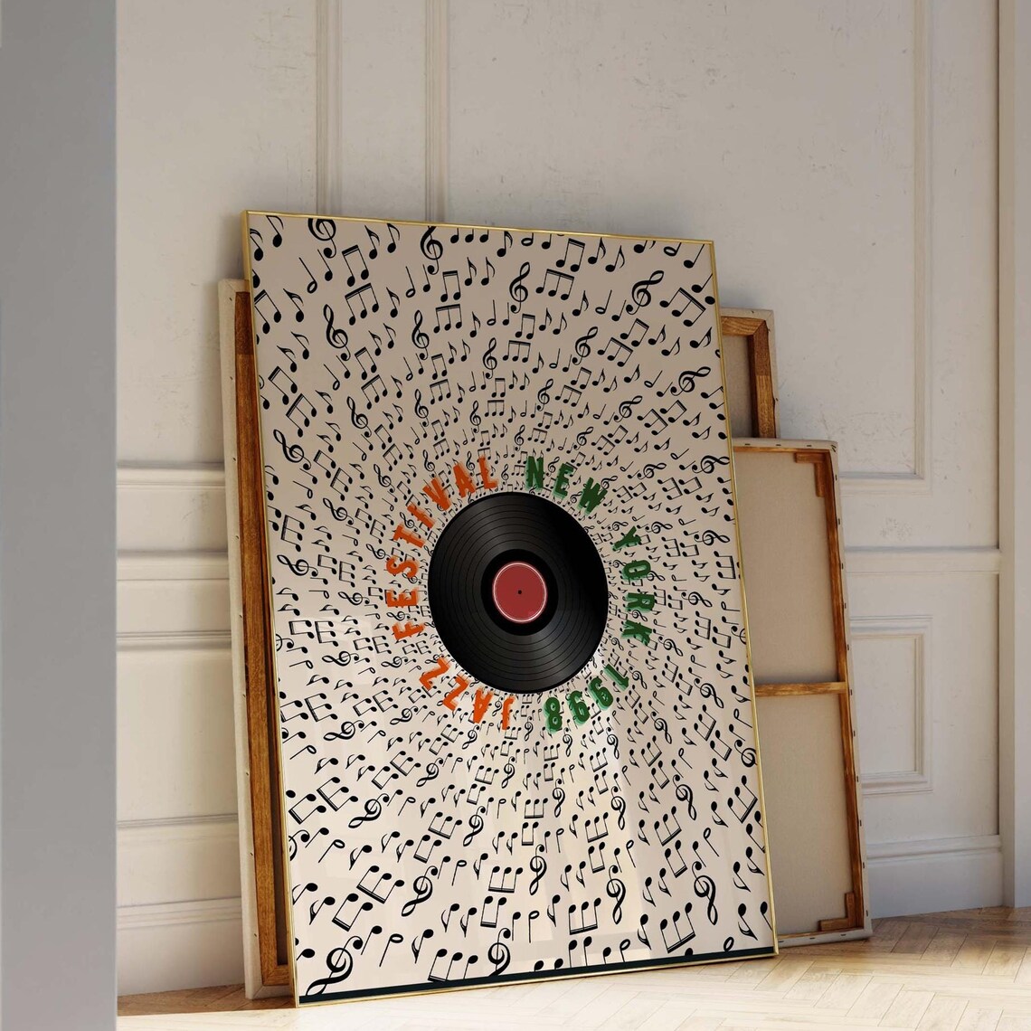 New York Jazz Festival 1998 Vinyl Record Music Notes Art Poster