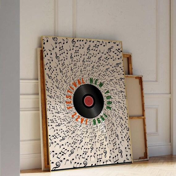New York Jazz Festival 1998 Vinyl Record Music Notes Art Poster