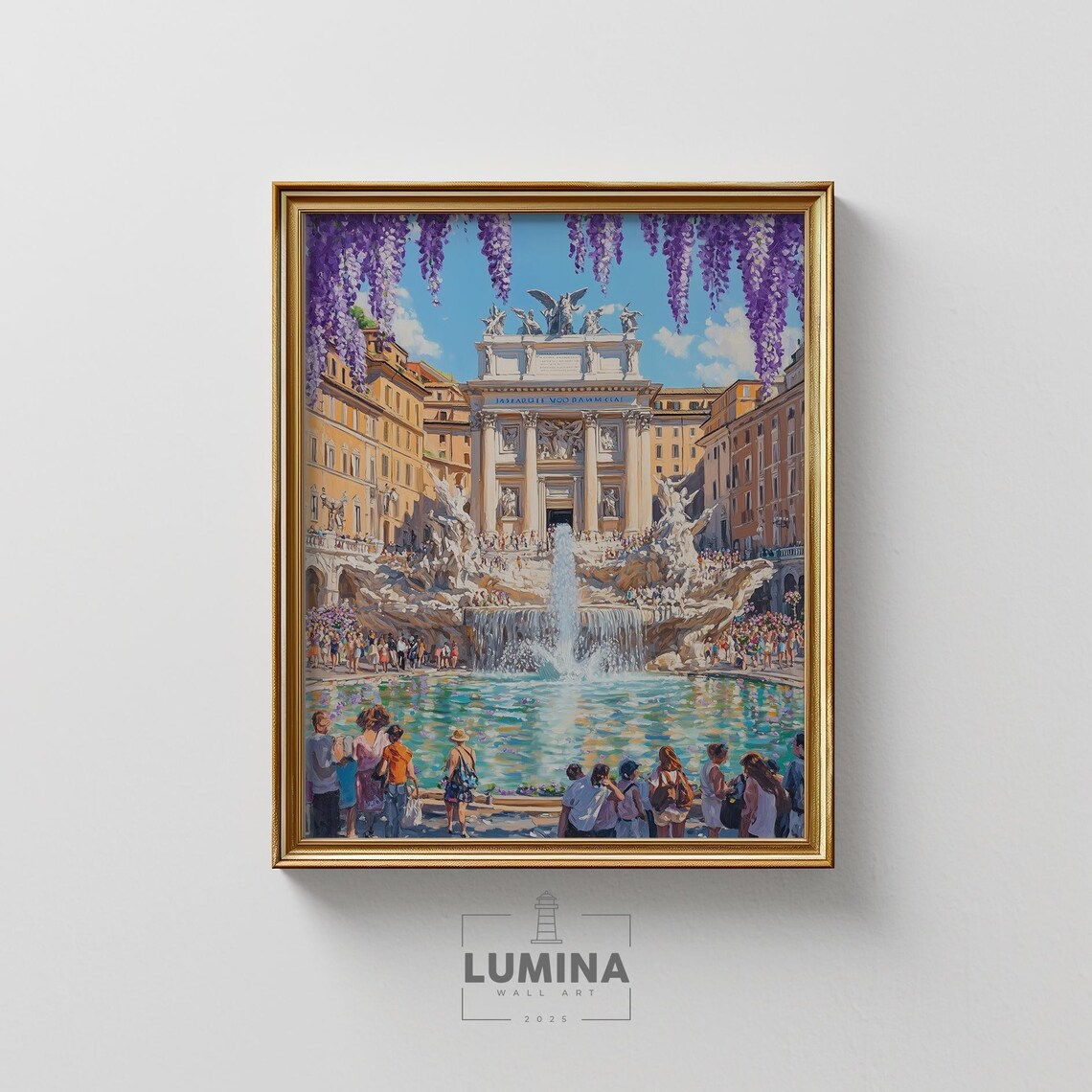Trevi Fountain Rome Spring Wisteria Italian Baroque Landmark Poster