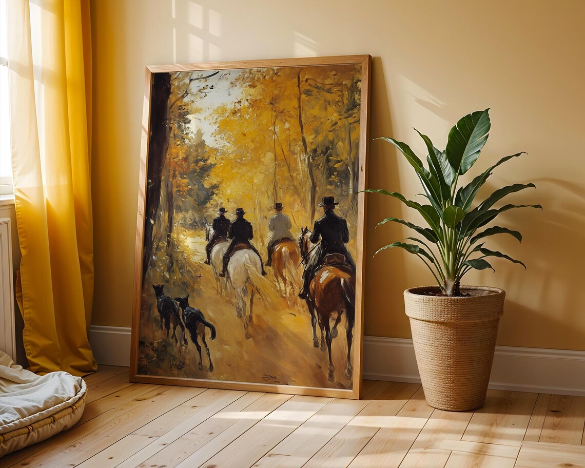 Autumn Horseback Riders Vintage Equestrian Hunt Scene Poster