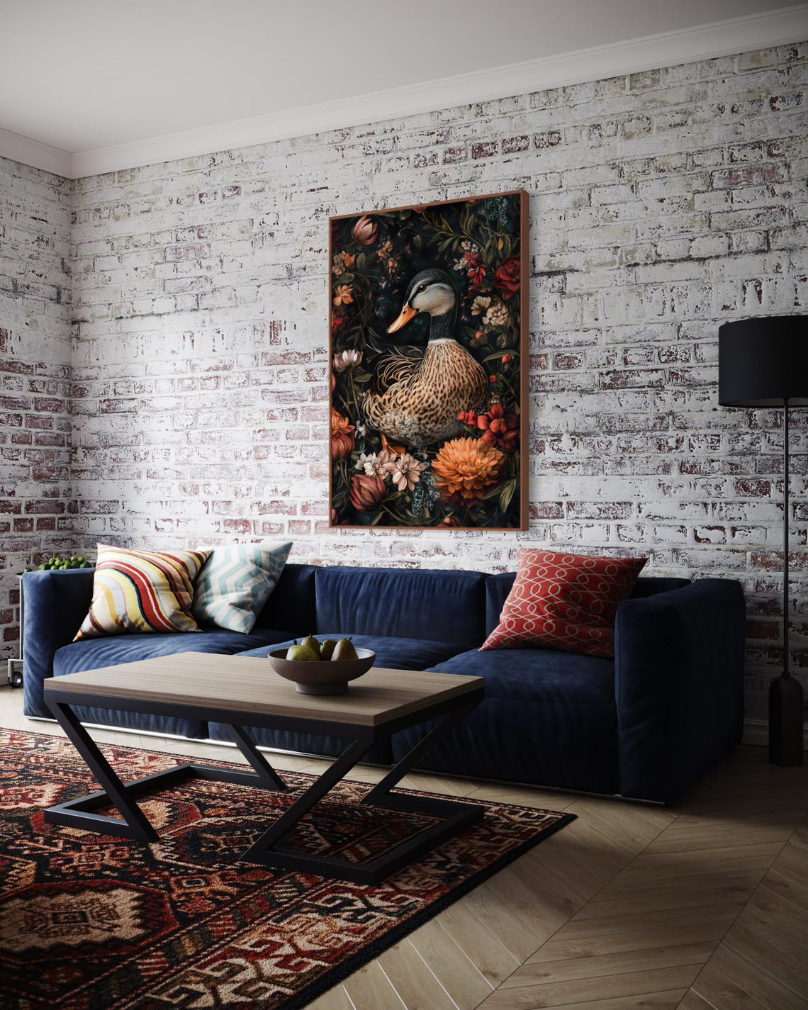 Victorian Duck Art Moody Floral Statement Wall Print For Above Couch And Bathroom Decor Perfect Luxury Home Artwork - Image 5