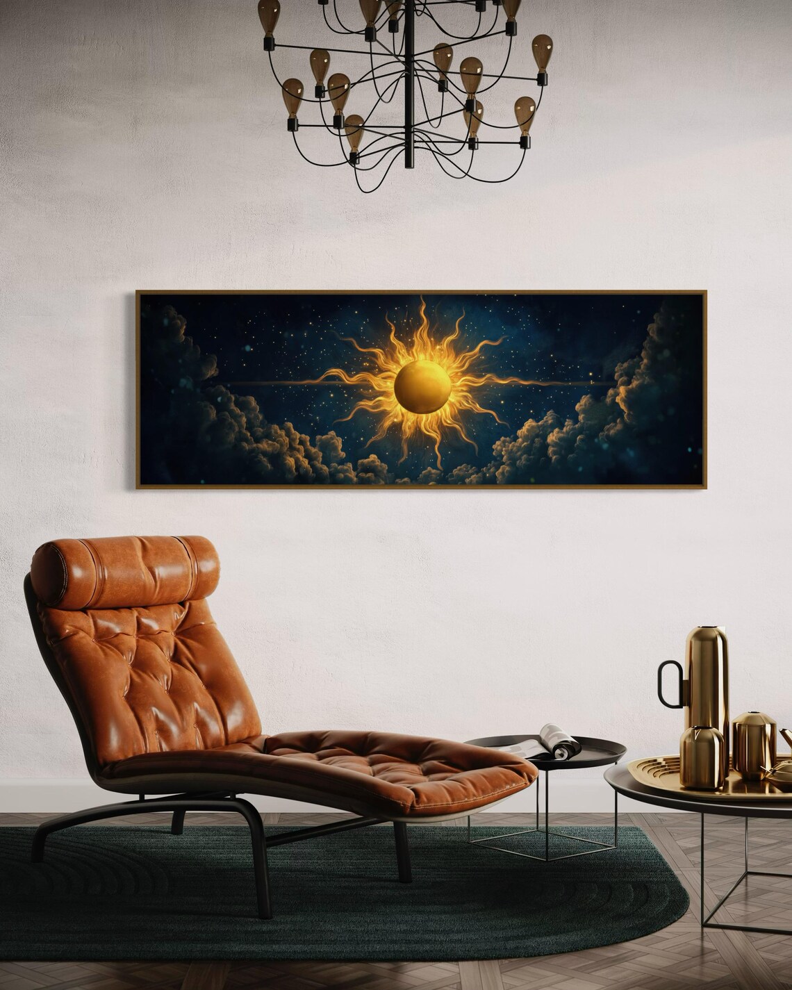 Golden Sun and Starry Night Wall Art Print, Vintage - Image 3