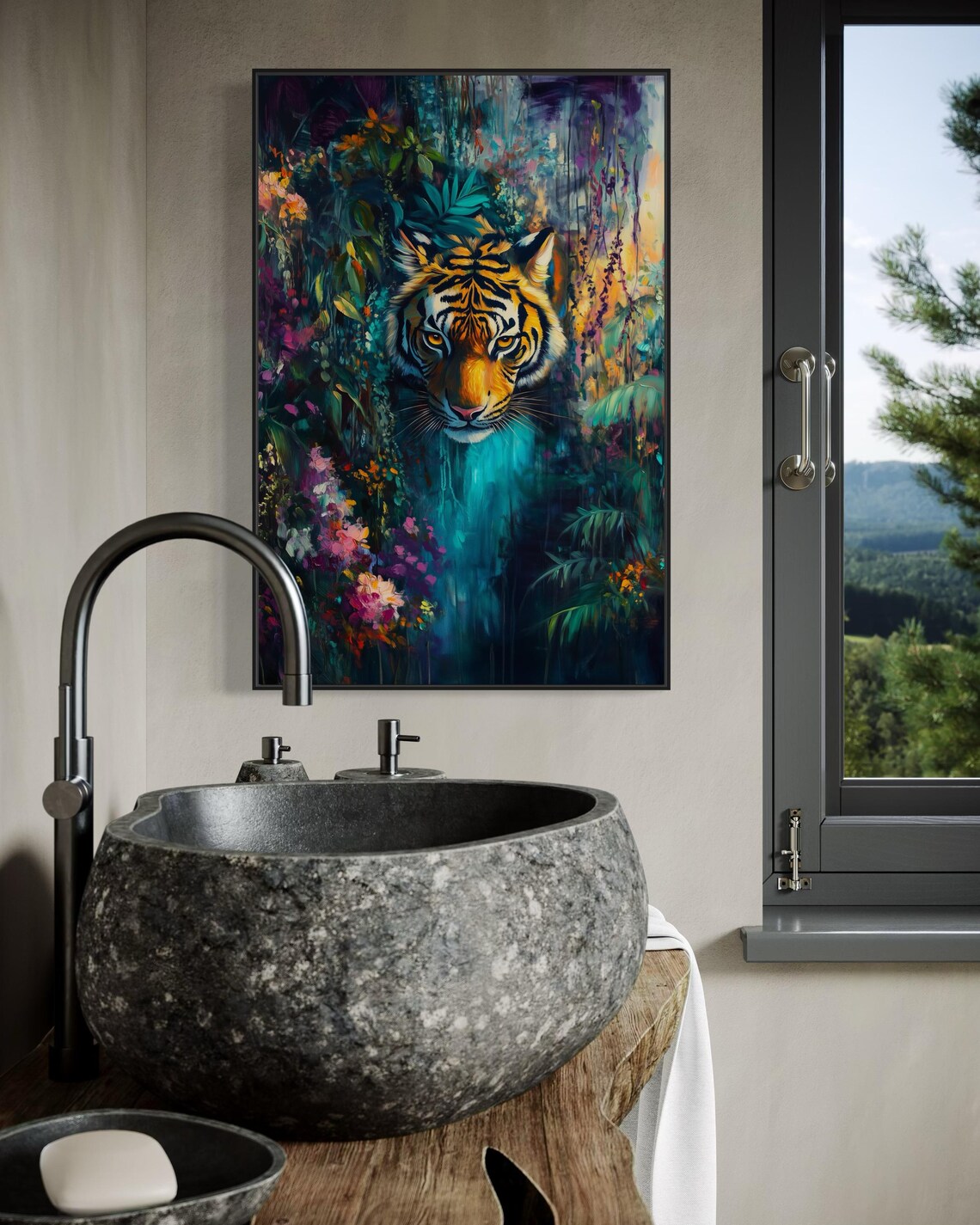 Vibrant Tiger Jungle Foliage Bold Exotic Wildlife Mystical Feline Wall Poster - Image 2