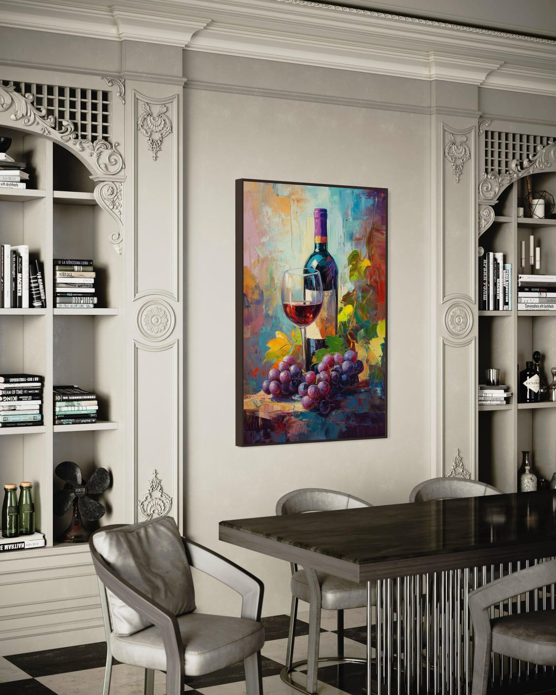 Wine Wall Art Rustic Wine Bottle Vineyard Inspired Home Decor Bold Grapes And Wine Print Perfect For Dining Room Or Above Bed - Image 2
