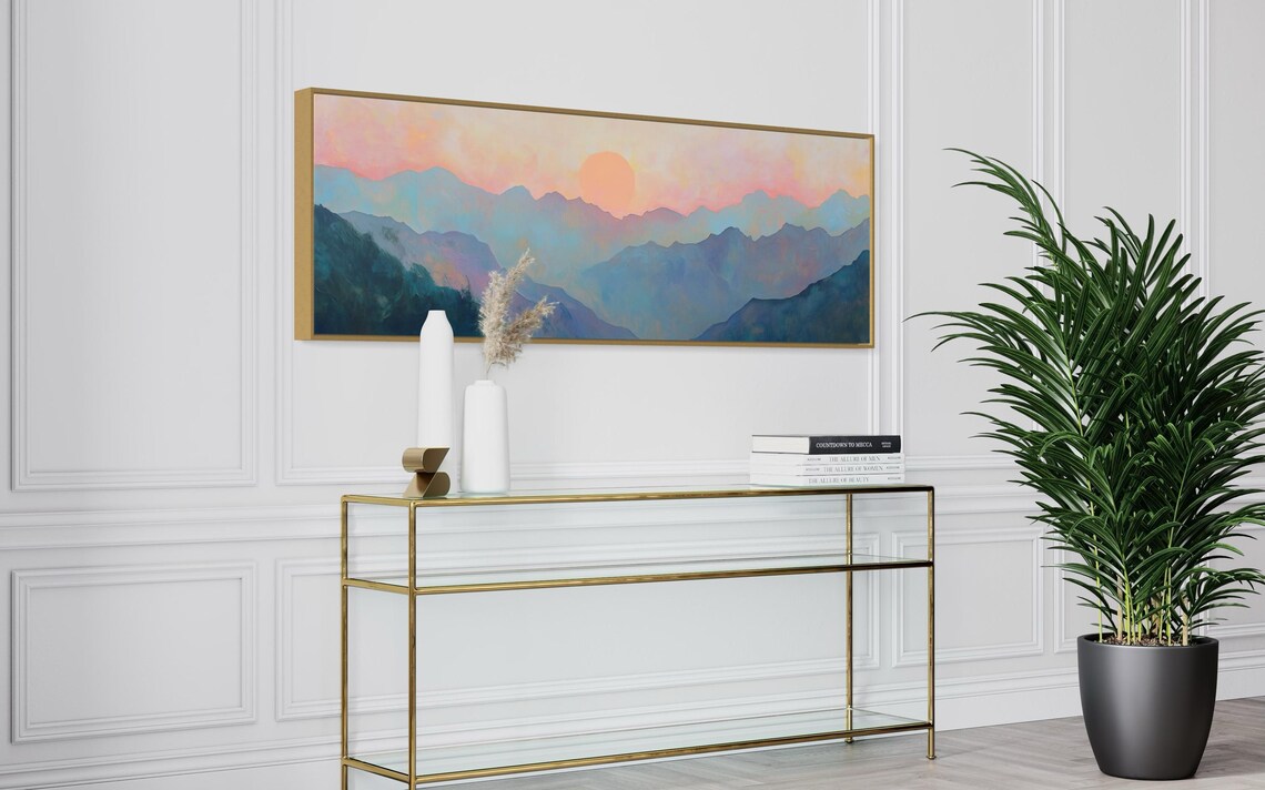 Abstract Mountain Sunrise Misty Landscape Art Print - Image 5