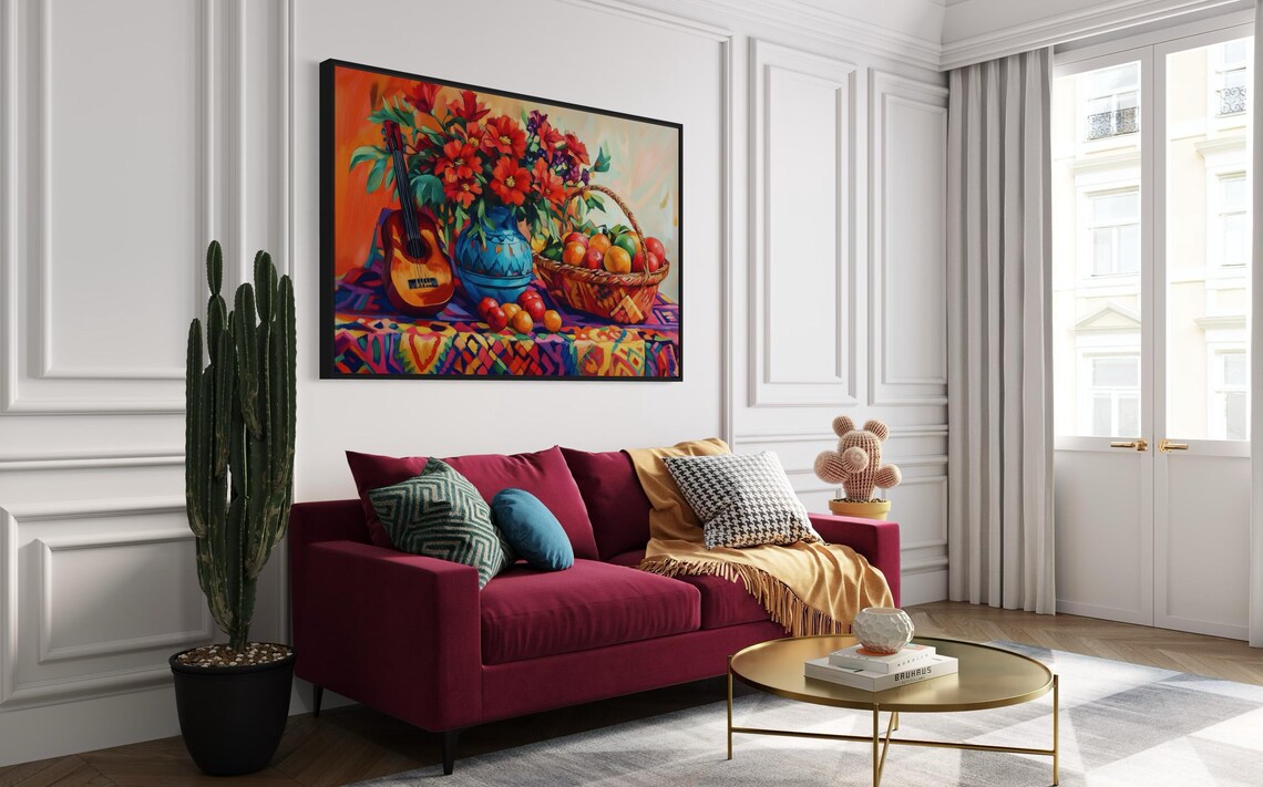 Mexican Still Life, Rustic Spanish Floral Art Print - Image 5