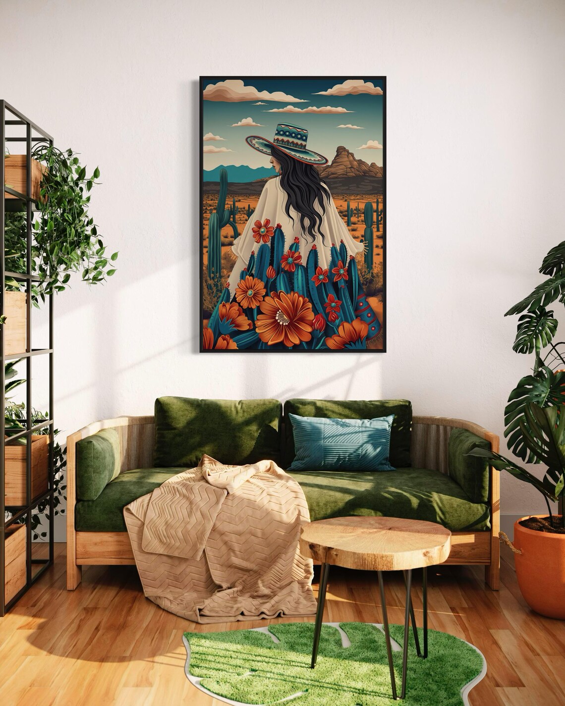 Mexican Woman Desert Landscape, Southwestern Art Print - Image 2