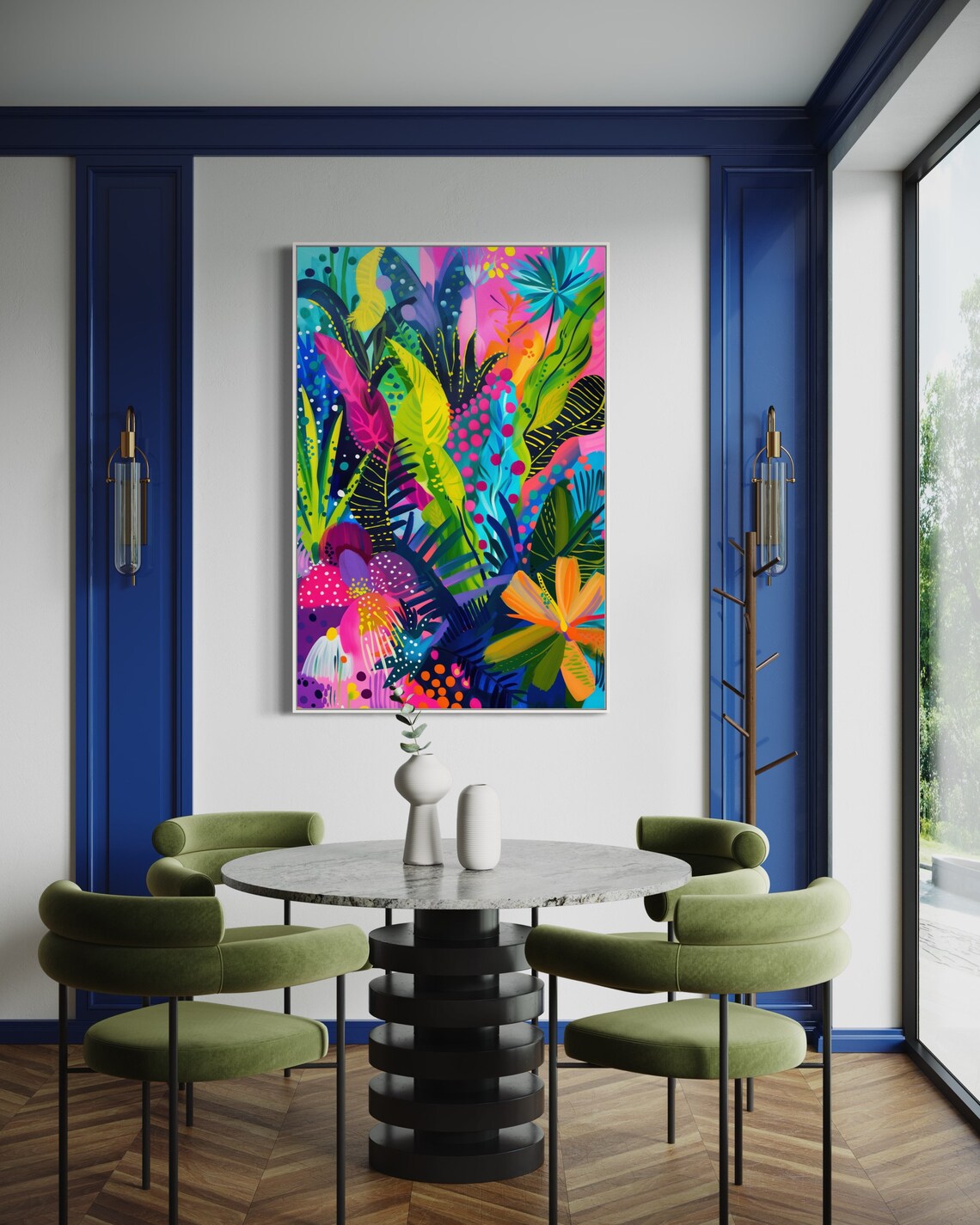 Maximalist Tropical Palm Leaf Art Print, Flowering Garden - Image 5