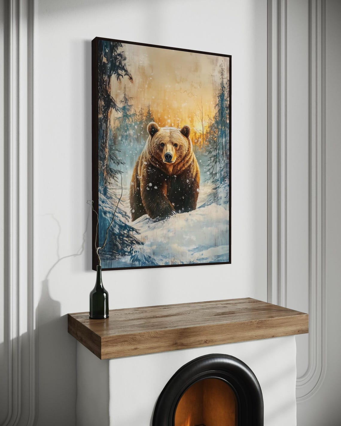 Majestic Brown Bear Snowy Winter Forest Golden Sunset Wildlife Poster - Image 4