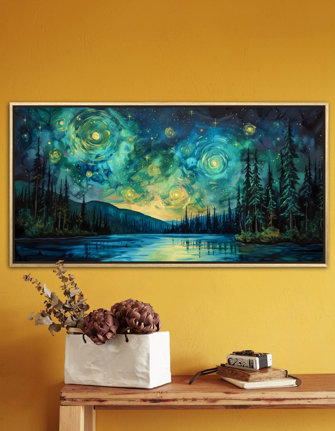 Van Gogh-Inspired Twilight Pine Forest Art Print - Image 2