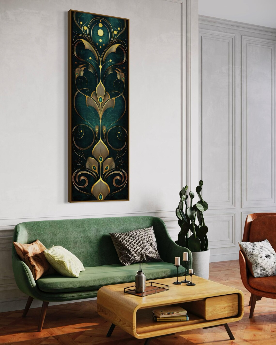 Art Deco Teal And Gold Abstract Wall Art Print - Image 4