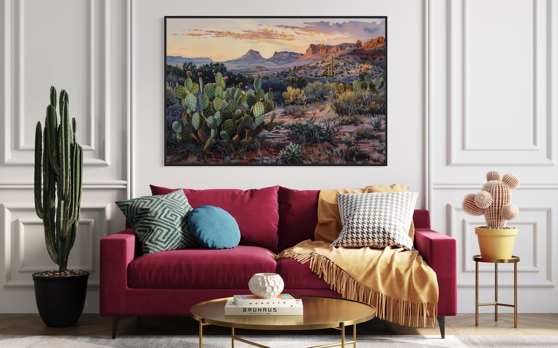 Rustic Arizona Sunset Desert Cactus Red Rock Mesa Landscape Poster - Image 5