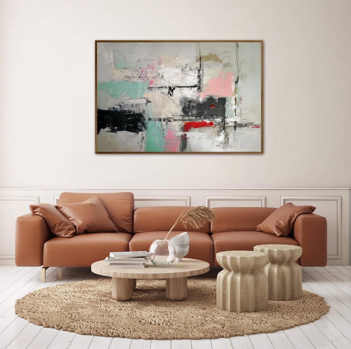 Luxury Abstract Nordic Textured Modern Neutral Colorful Art Poster - Image 3