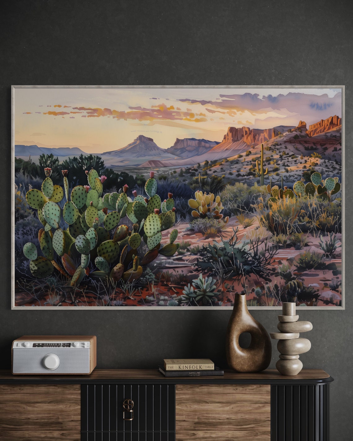 Rustic Arizona Sunset Desert Cactus Red Rock Mesa Landscape Poster - Image 4