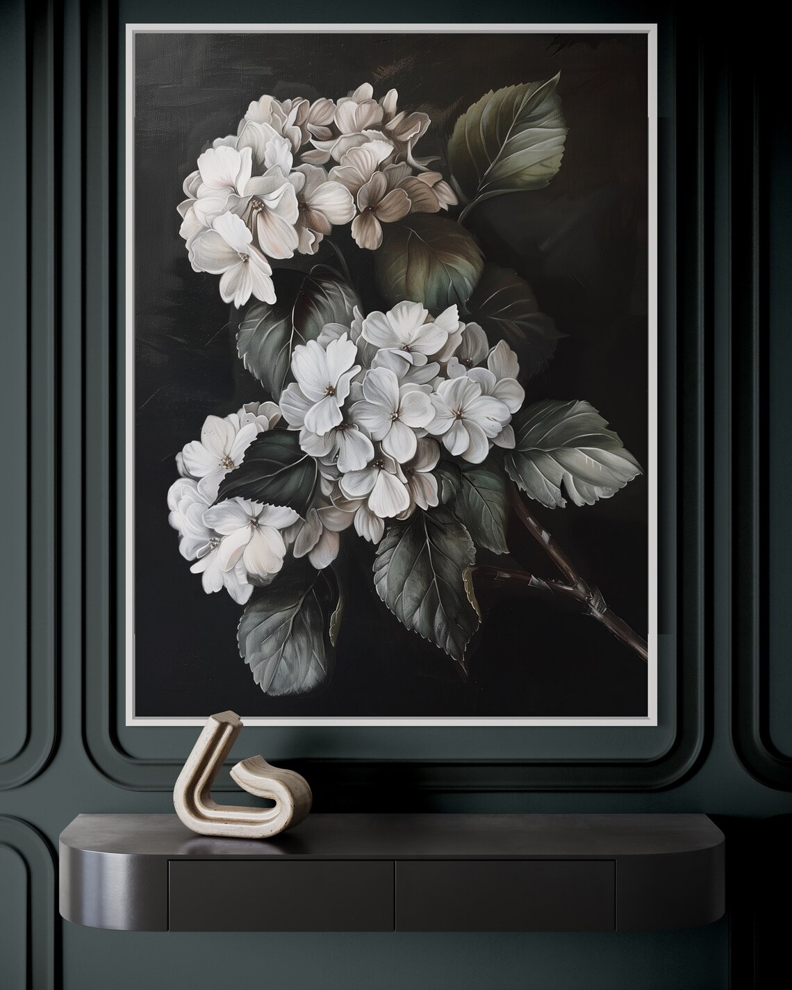 Moody Hydrangea Elegance, Dark Academia Decor - Image 5
