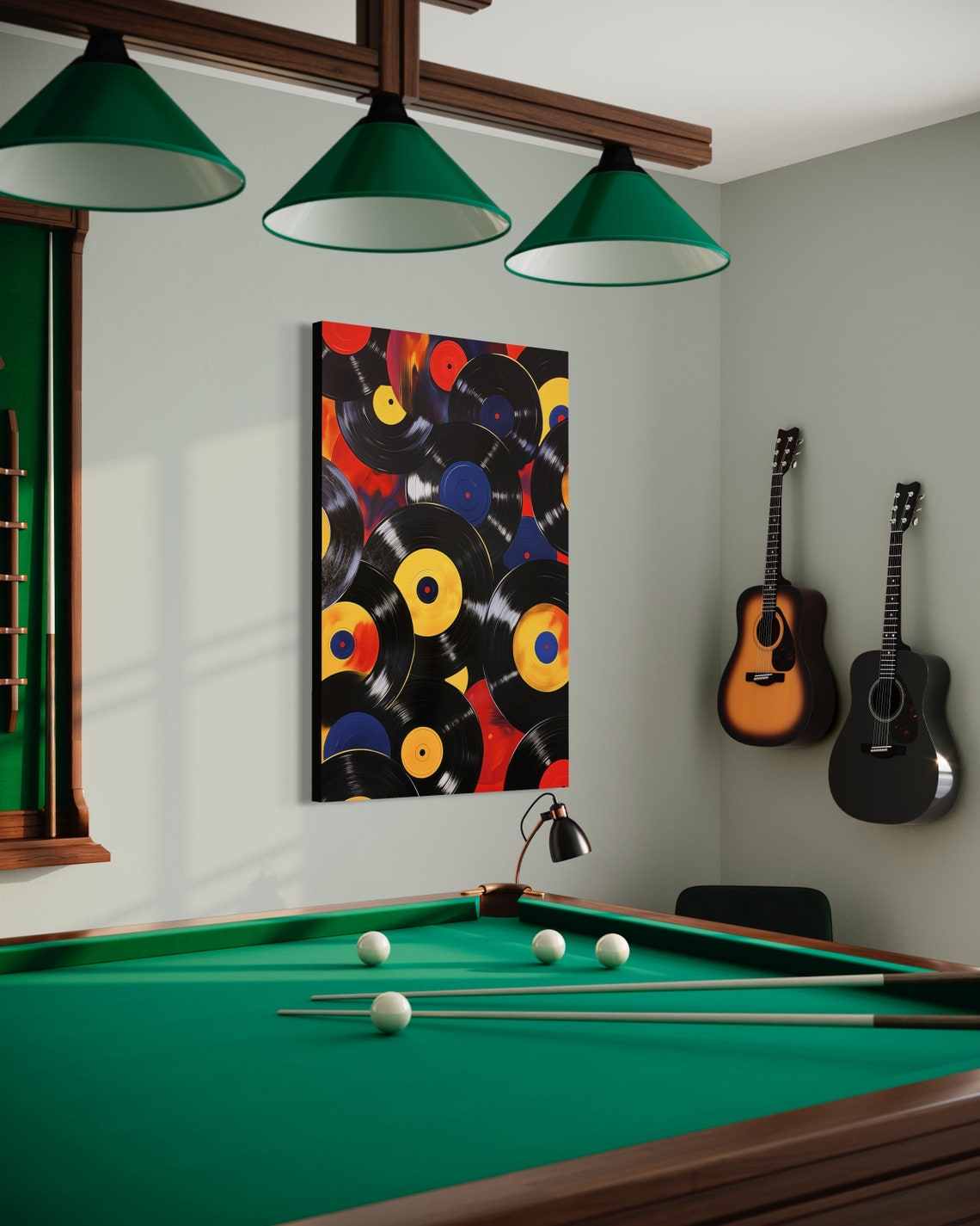 Vinyl Records Collage Pop Art Colorful Retro Music Room Poster - Image 3