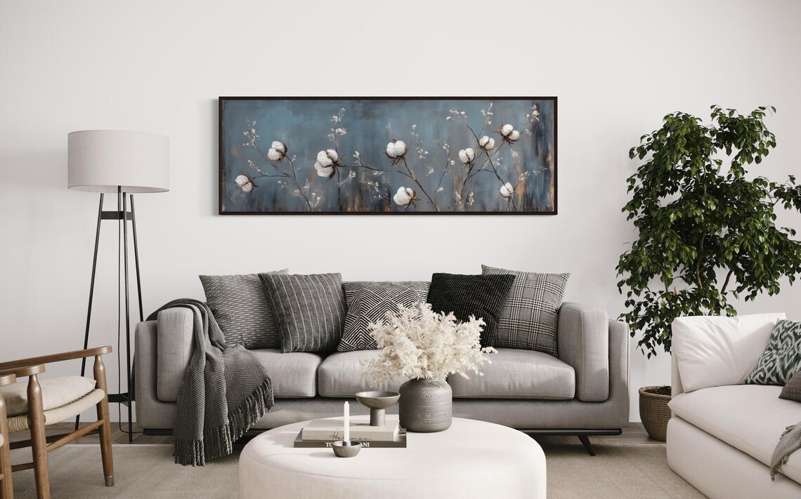 Rustic Cotton Plant Panoramic Art Print, Farmhouse Decor - Image 2