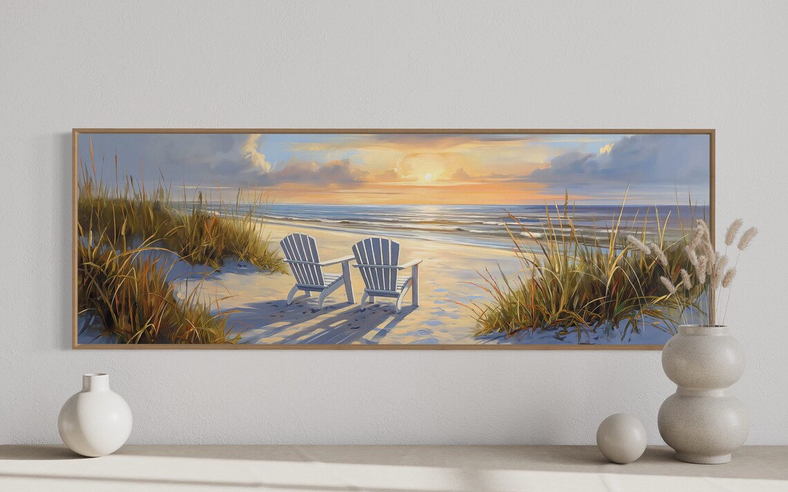 Seaside Tranquility Panoramic Beach Art Print - Image 3