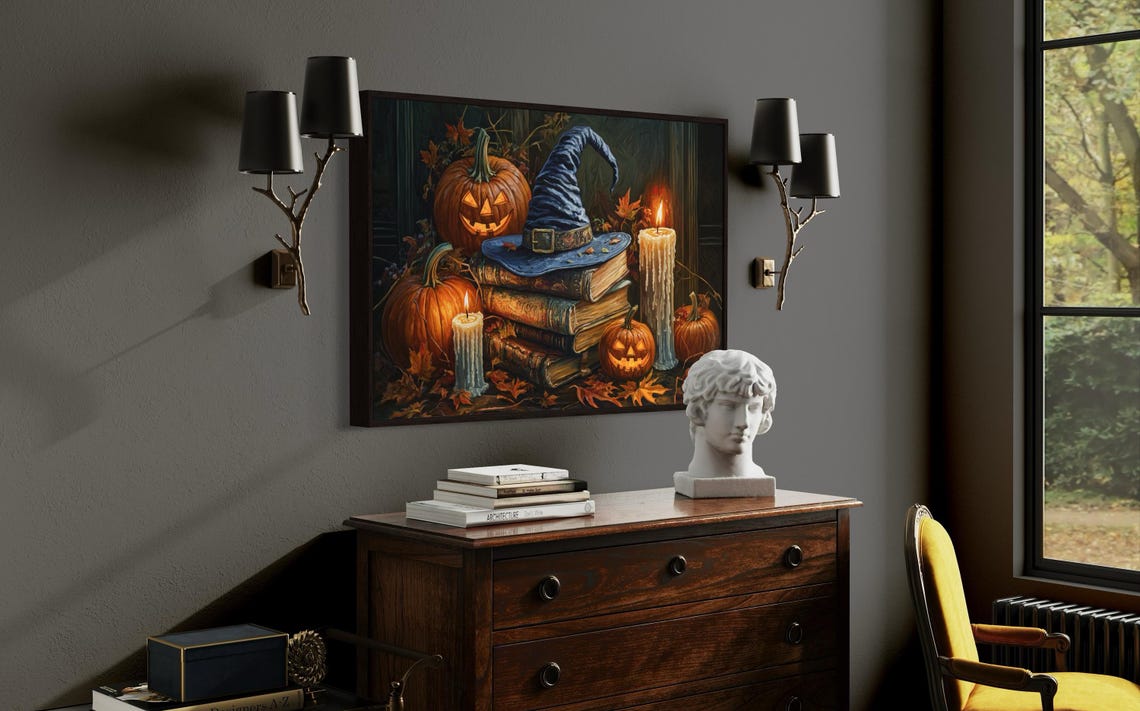 Witch Hat Jack O Lantern Halloween Candles Spooky Autumn Magic Poster - Image 4