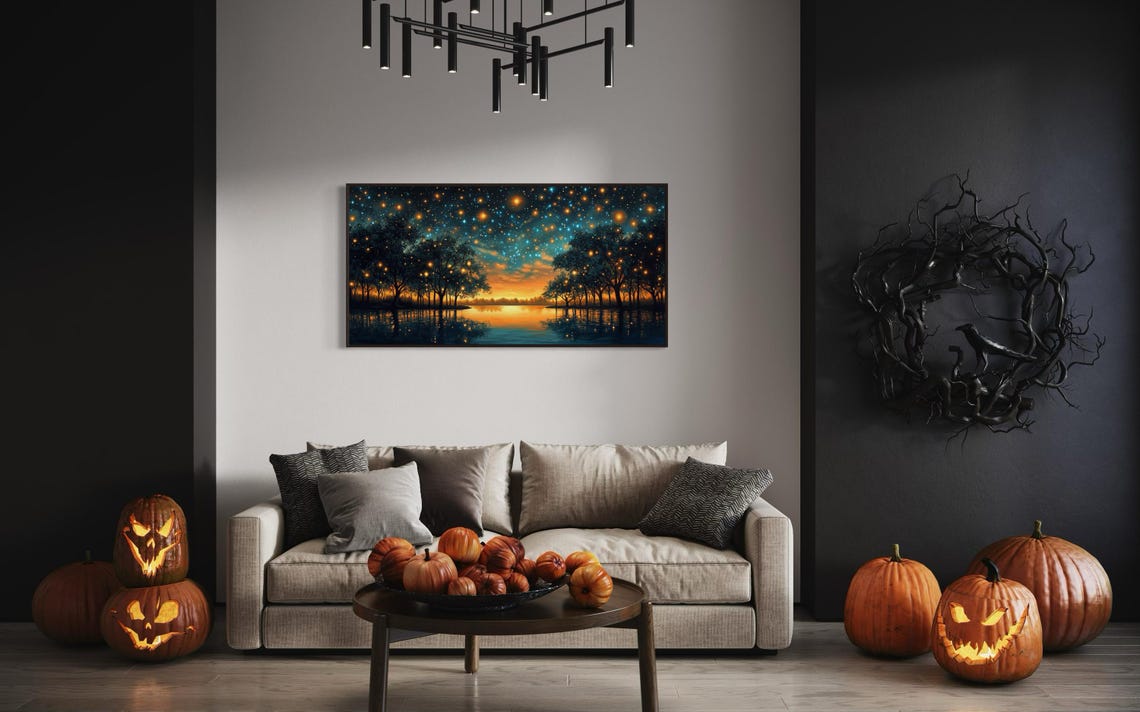 Dreamy Starry Night Lakeside Landscape Enchanted Twilight Print For Celestial Home Decor And Lake House Charm - Image 2