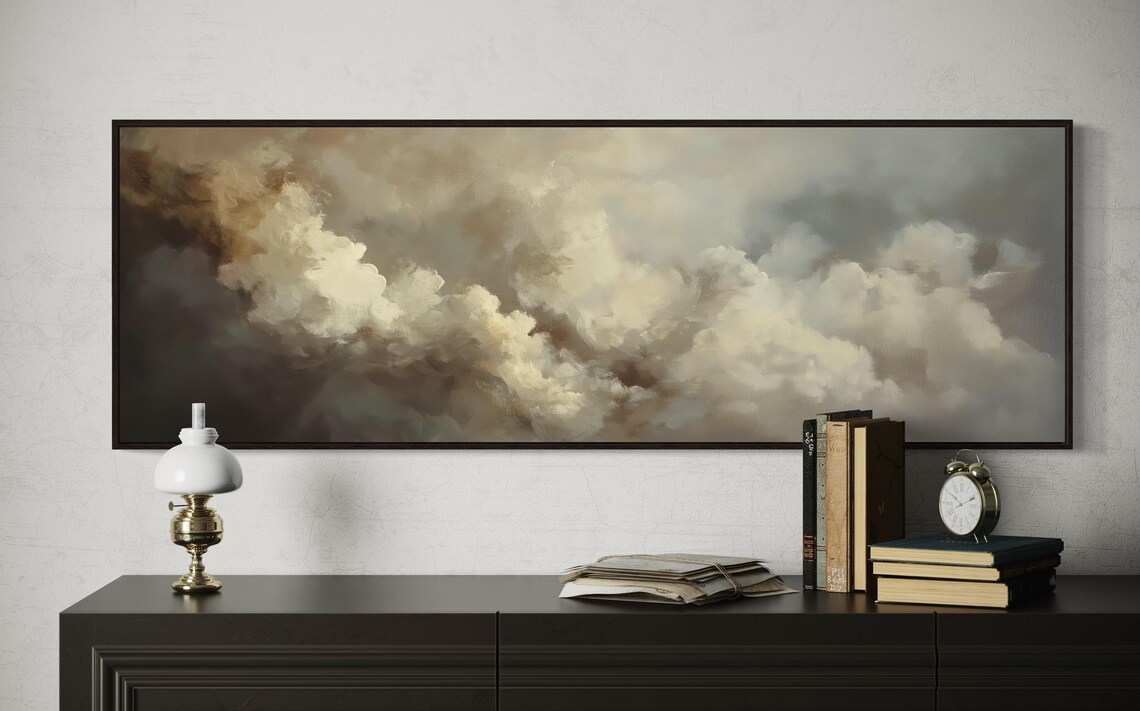 Gentle Beige Cloud Panorama, Neutral Sky Art Print - Image 5