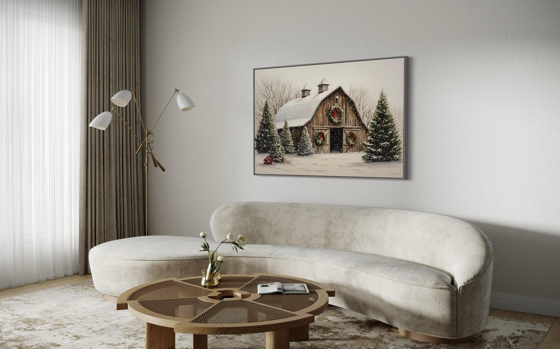 Rustic Christmas Barn Vintage Holiday Wall Art - Image 3