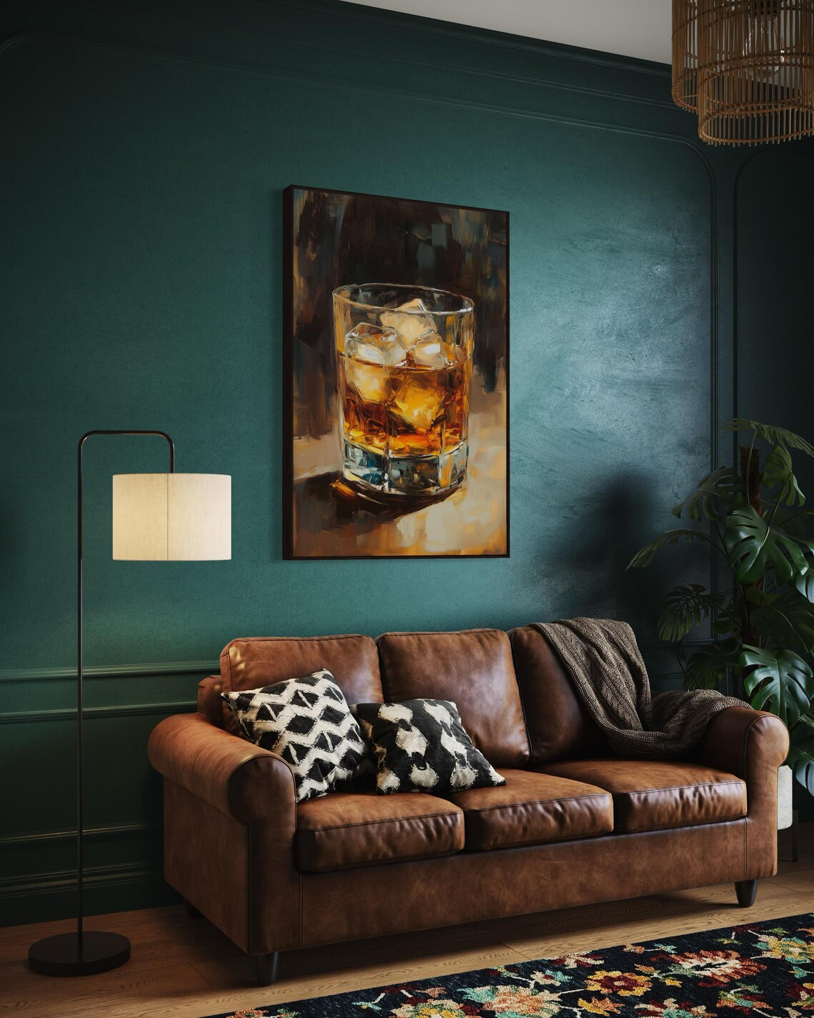 Golden Whiskey Glass Vintage Bar Decor Art Print - Image 2