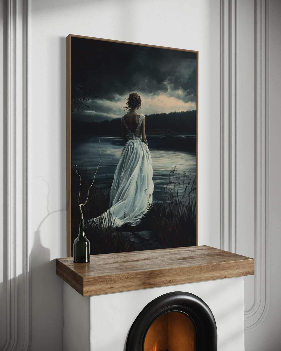 Moody Woman By The Lake, Dark Romantic Landscape - Image 4