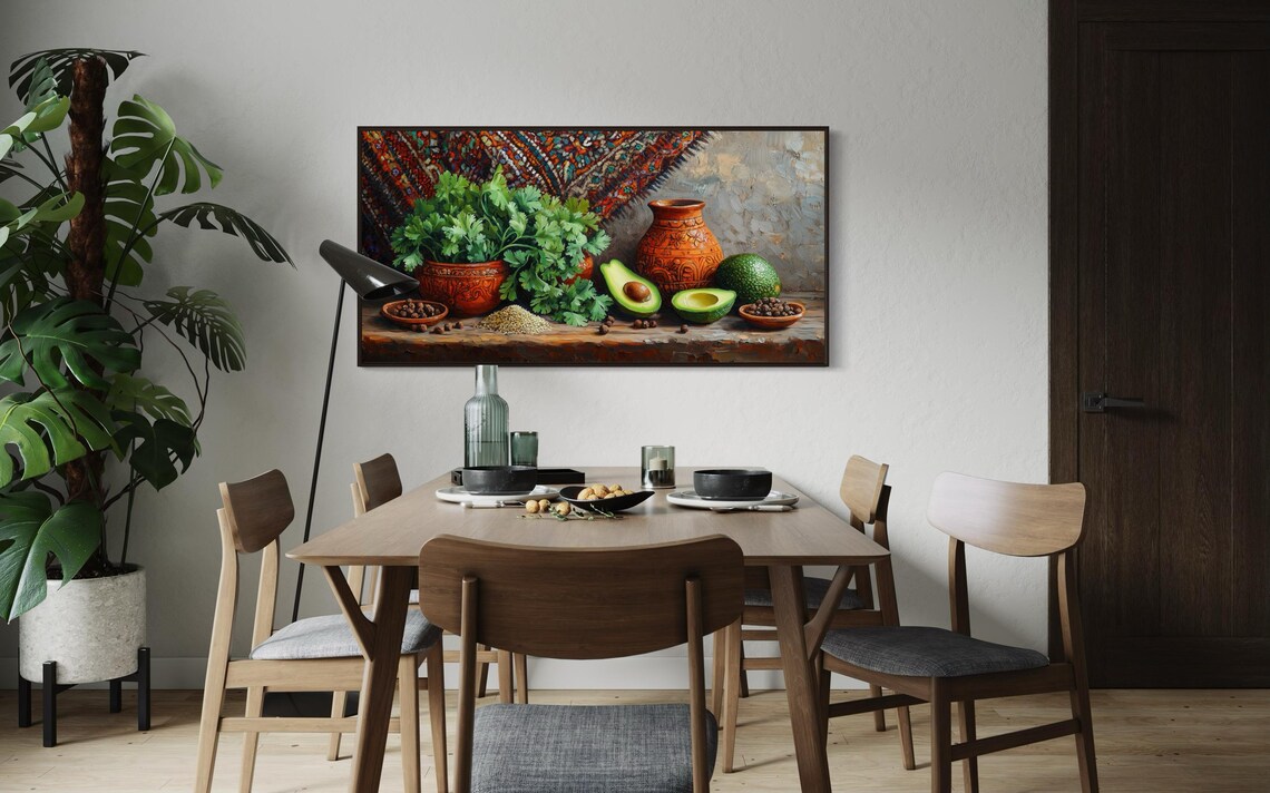Rustic Mexican Kitchen Avocado Still Life Farmhouse Wall Art Boho Culinary Print For Living Room Or Dining Room - Image 2