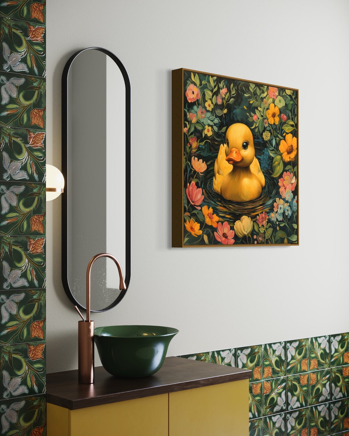 Whimsical Rubber Duck Flowers Playful Nursery Childrens Art Print - Image 5