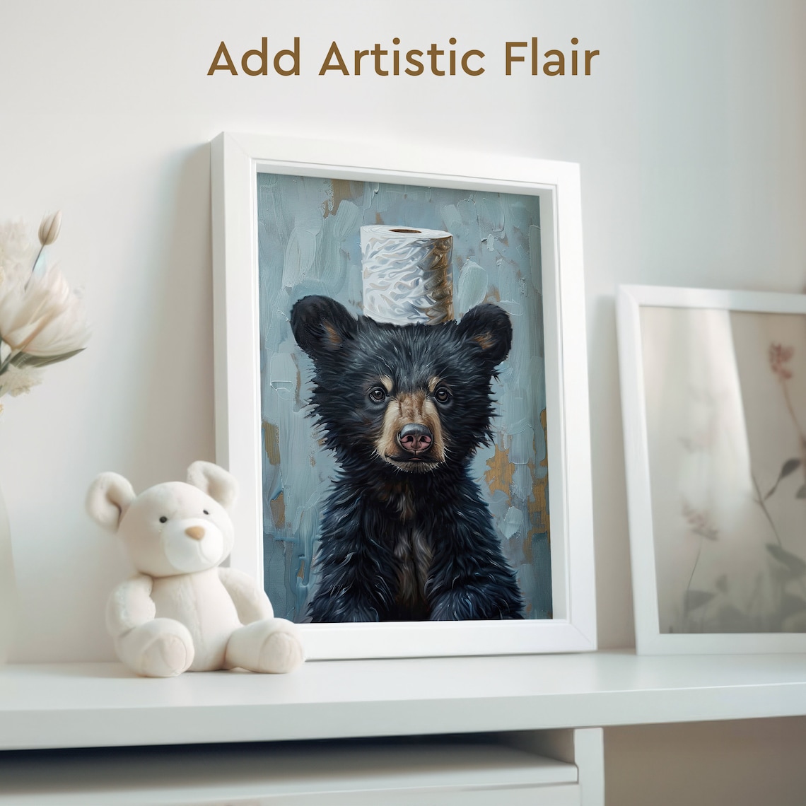 Black Bear Toilet Paper Poster, Bathroom Wall Art - Image 2