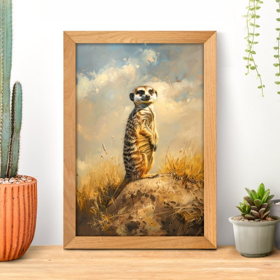 African Savannah Meerkat Vintage Animal Art Print