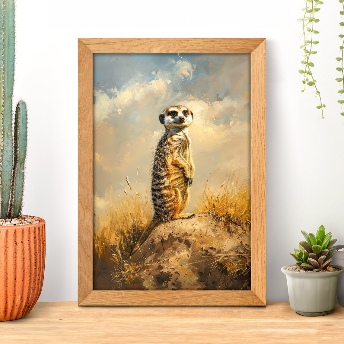 African Savannah Meerkat Vintage Animal Art Print