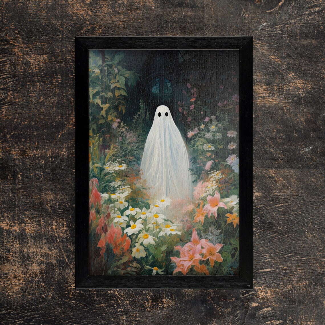 Enchanting Flowers Garden Ghost Vintage Horror Art Print