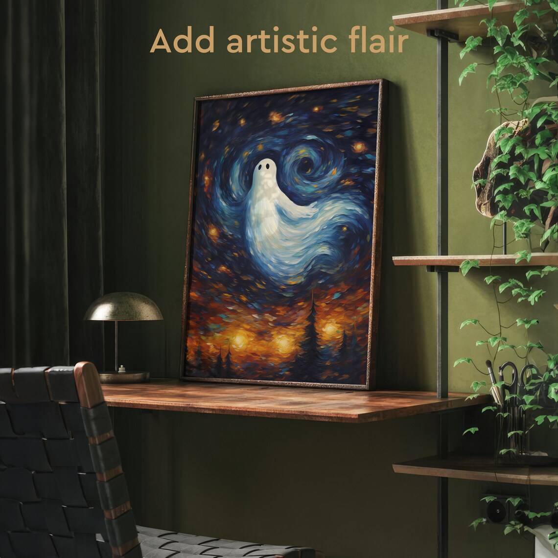 Starry Night Haunting Ghost Vintage Horror Poster - Image 2
