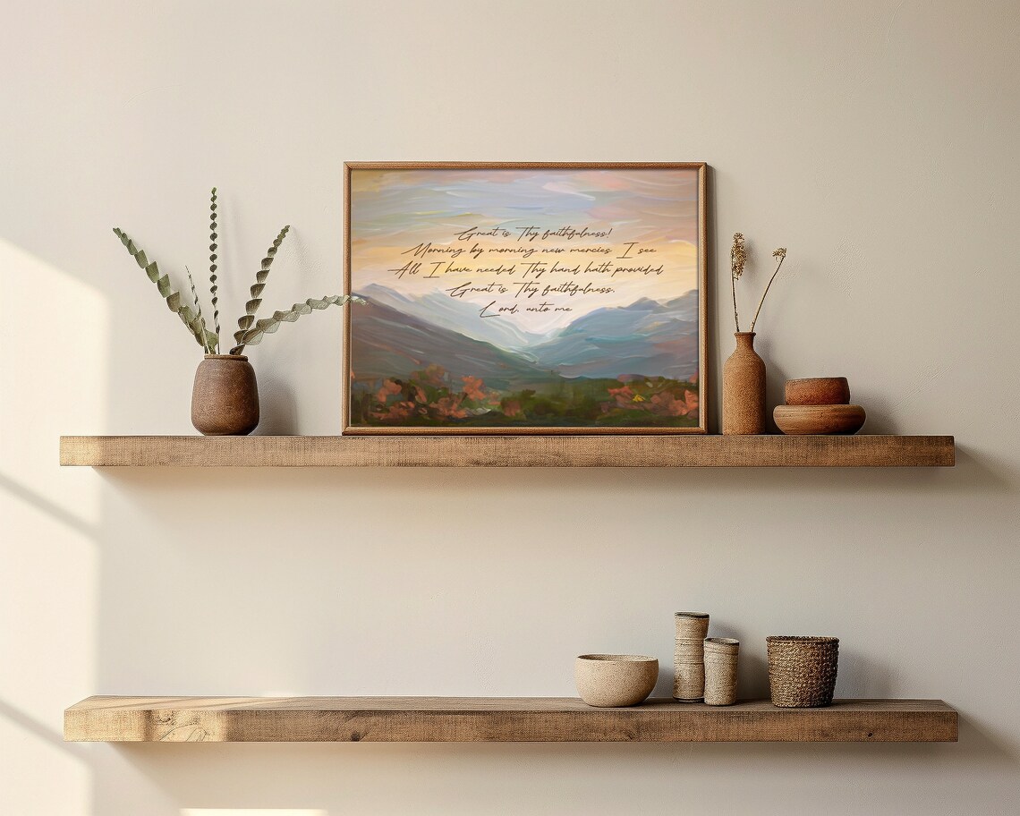 Great Is Thy Faithfulness, Vintage Mountain Art Print - Image 2