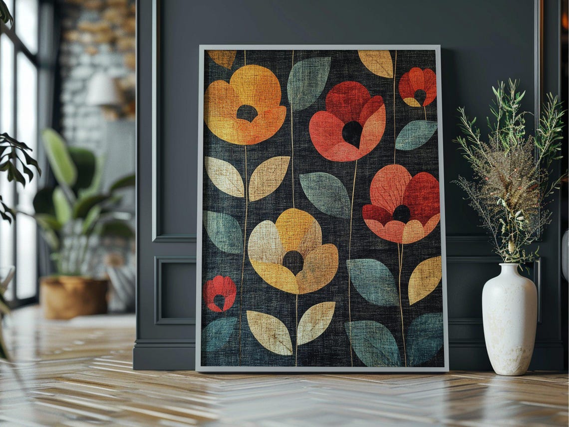 Vintage Rustic Textile Pattern Instant Downloand Artwork Print In 20 Sizes Wall Art Vintage Wall Art Moody Wall Art - Image 3